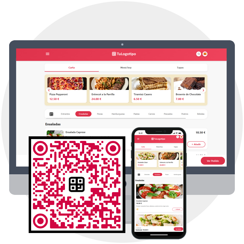 Carta Digital QR Ejemplo de carta digital con código QR para mesa
